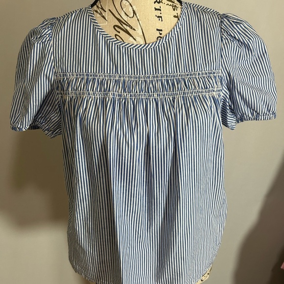 J. Crew Blue and White Striped Blouse Petite Small. 100%Cotton - Picture 2 of 6